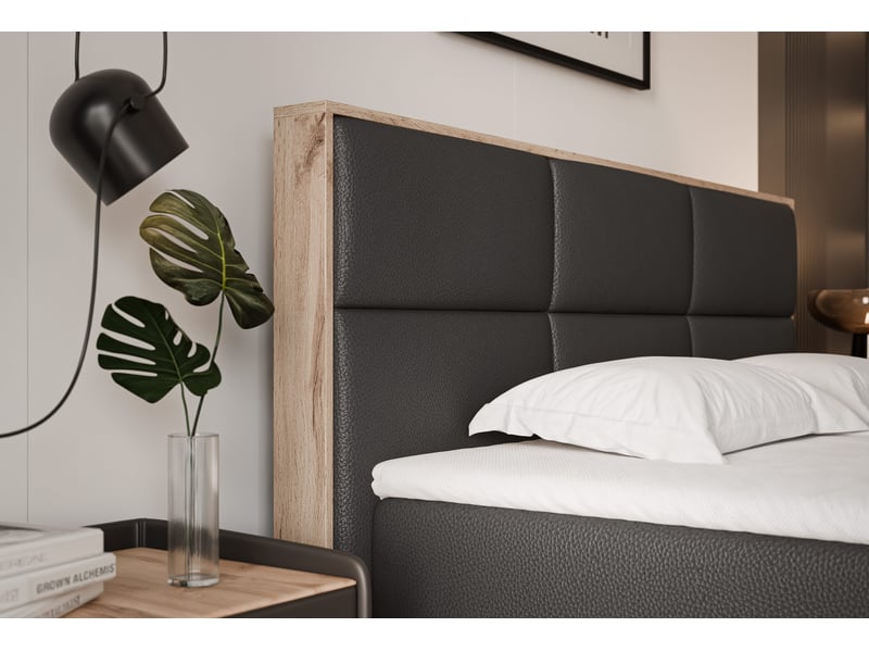  Lit coffre lavio - 180x200 cm - avec sommier et surmatelas - éco-cuir - noir LAVIO - Conforama D