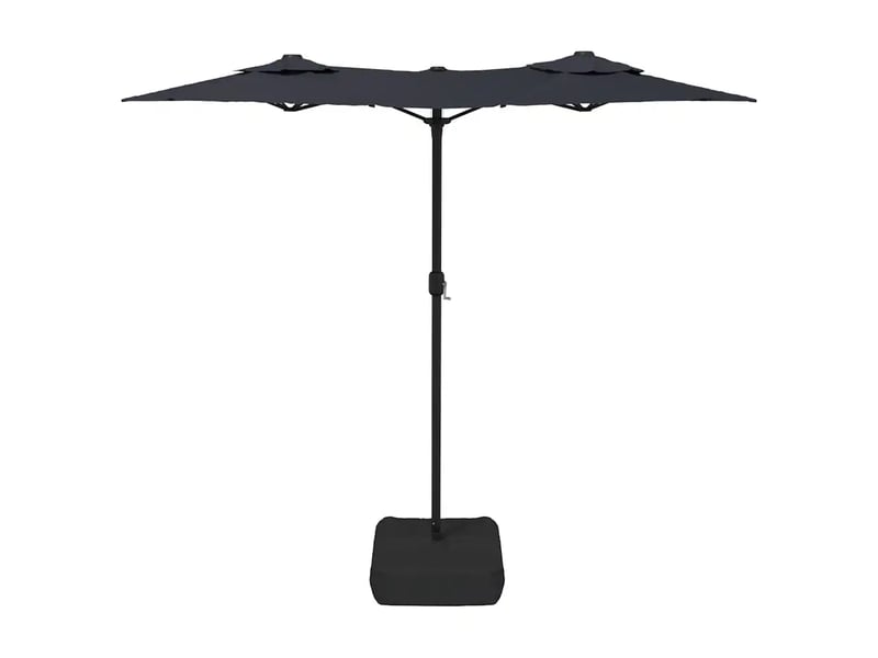  Parasol de jardin double tête avec led 316 x 145 cm protection uv ambiance chaleureuse en polyester noir 02_0047398  - Conforama C