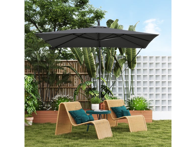  Parasol déporté, parasol de jardin extérieur gris foncé 247x247x256cm  - Conforama D