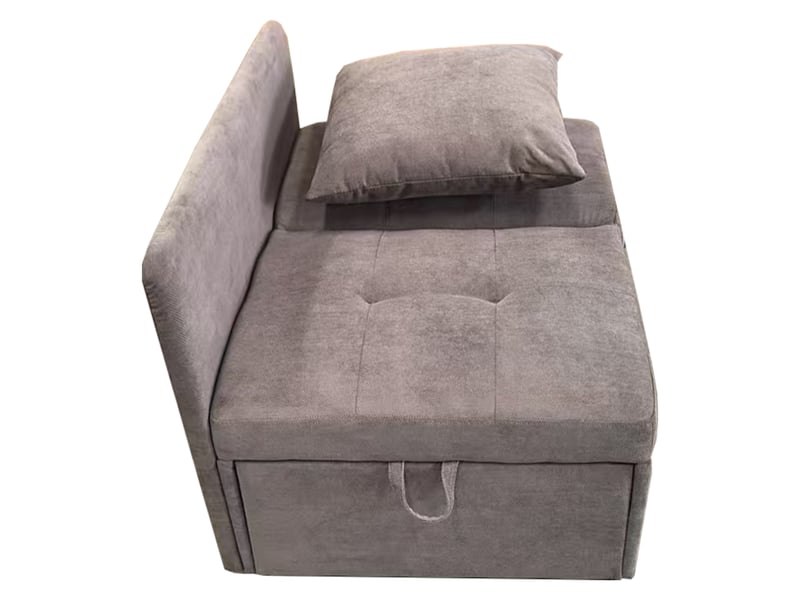 Canapé convertible 3 en 1 en lin gris, dossier réglable sur 5 positions, coussin inclus, couchage individuel, 177 x 68 x 65 cm - Conforama A