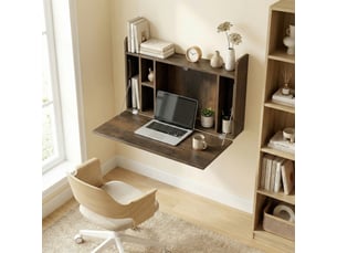 Bureau suspendu table murale table d'ordinateur murale et tablette rabattable avec rangements - 77 x 20 x 51 cm