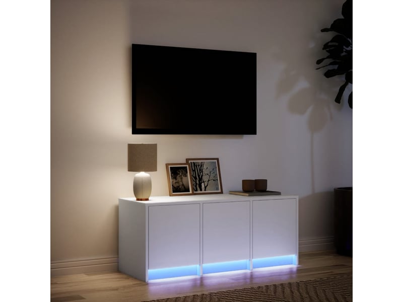 Meuble tv - banc tv - meuble de rangement avec led blanc 97x34x40 cm bois d'ingénierie - Conforama D
