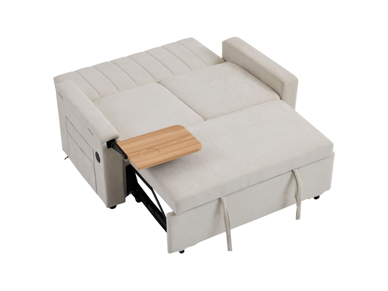  Canapé droit convertible 2 places tissu beige canapé beige - Conforama E