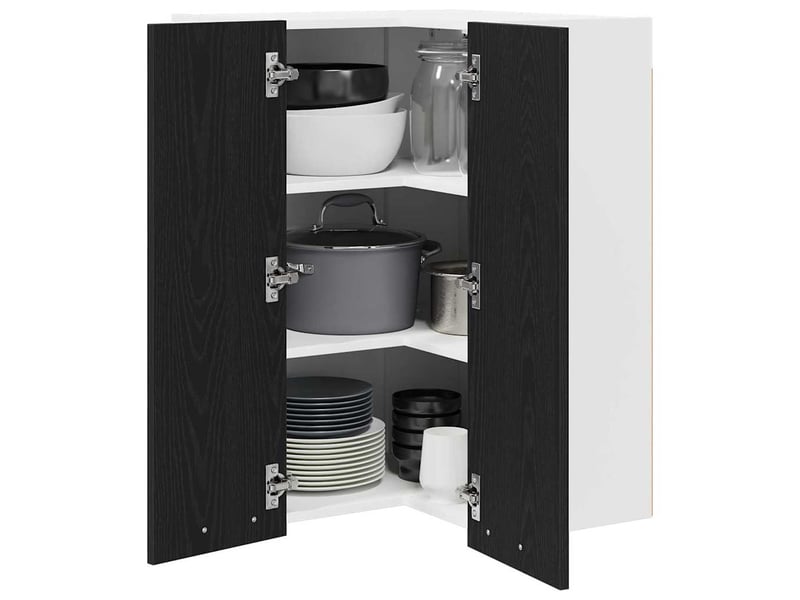  Meuble de rangement cuisine, armoire suspendue chêne noir et blanc 57x57x80cm  - Conforama C