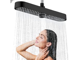 Pommeau de douche grande taille, pommeau de douche extérieur à effet pluie de 48 cm, 3 modes, pommeau de douche haute pression, noir