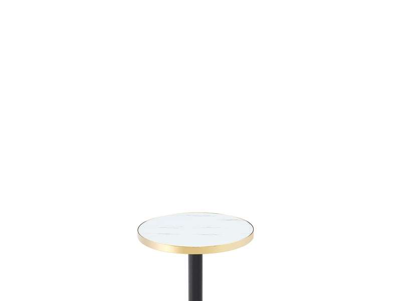  Table d'appoint ronde avec plateau effet marbre uv et cadre doré, base stable pour salon 75 × 71 × 23 cm  - Conforama D