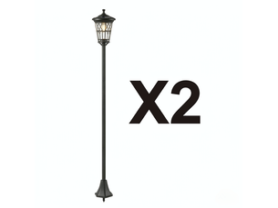 Lot de 2 lampadaires solaires de jardin noirs réglables, 186 cm, ip44