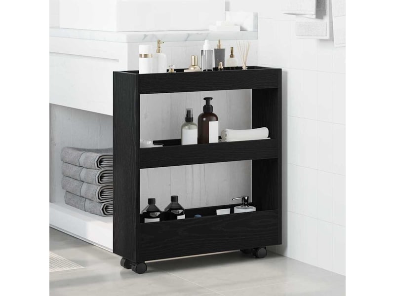  Chariot de rangement étroit pour bureau chêne noir 60x18x70 cm  - Conforama D