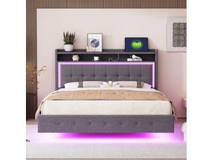 Lit 2 places 140x200 cm coloris gris