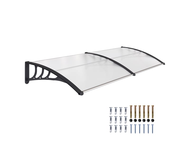  Auvent extérieur 195 x 75 cm, en polycarbonate et aluminium transparent, pour fenêtres et portes de balcon.  - Conforama A