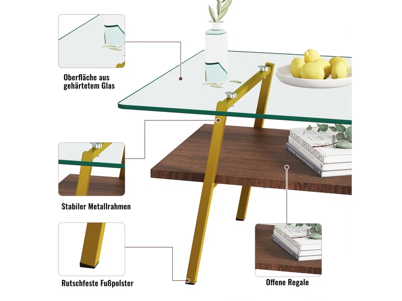 Table basse rectangulaire 98 x 58 cm en verre et mdf - Conforama D