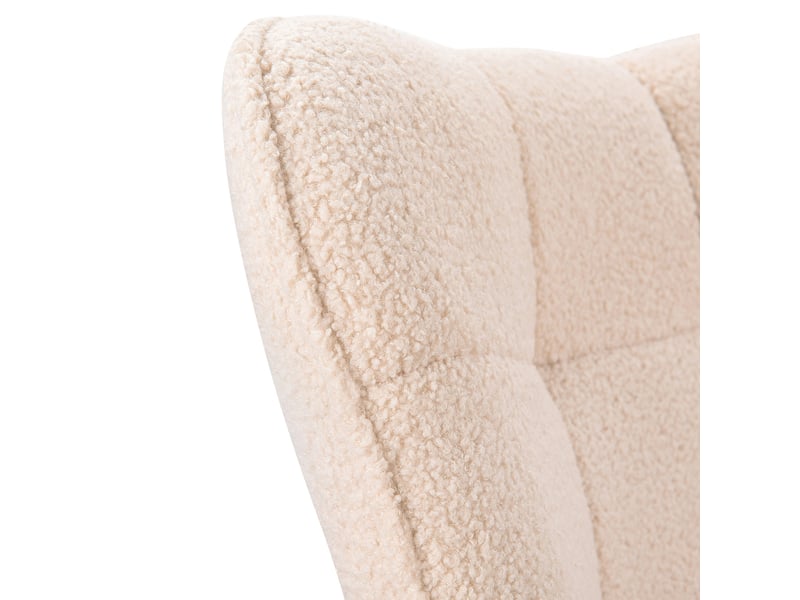 Fauteuil à bascule 60x75x92 cm avec dossier à carreaux, chaise de détente pour salon, chambre et bureau, tissu bouclé beige - Conforama E
