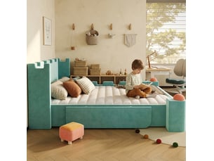Lit avec rangement 140x200 cm <strong>OKWISH</strong> <strong></strong> coloris vert