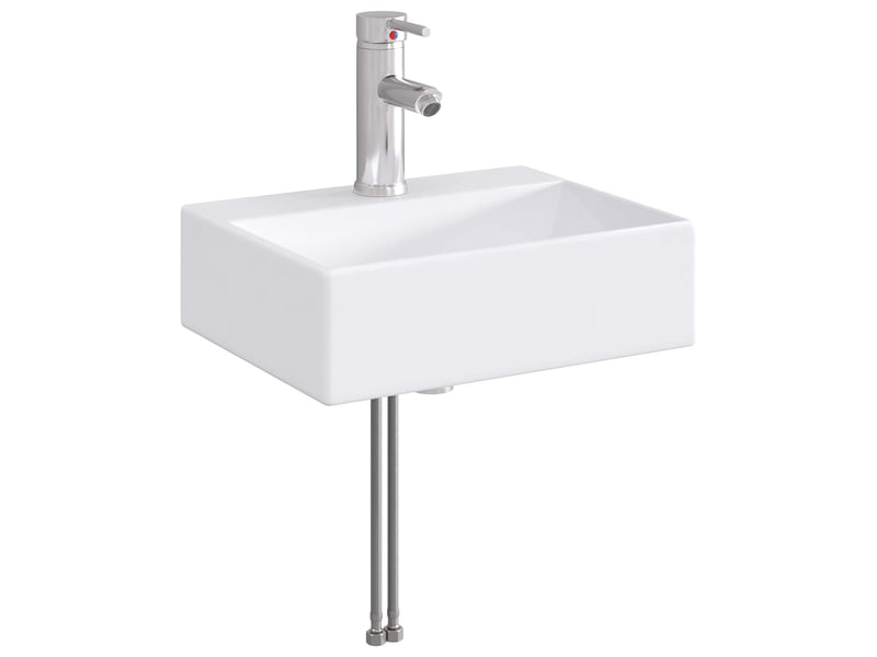  Lavabo avec robinet et évacuation chrome 39x30.5x12.5 cm  - Conforama A