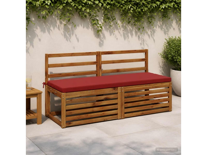 Lot de 2 coussins de banc, coussins d'assise soest 100 % polyester bordeaux cf57171 - Conforama B
