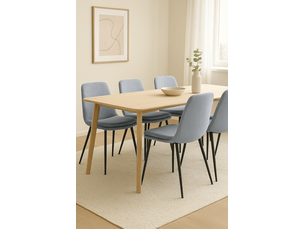 Lot de 4 chaises design yam en tissu rayé bleu