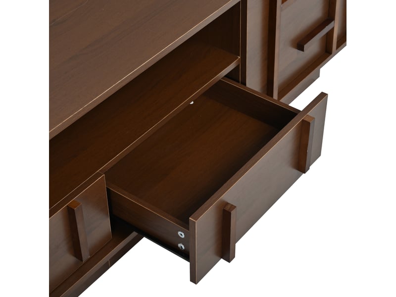  Meuble tv 180x40x45 cm 4 tiroirs mdf noyer foncé  - Conforama C