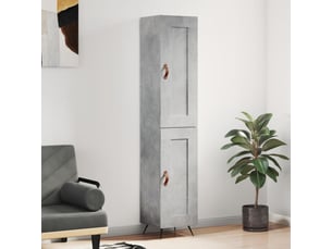 Buffet haut - bahut - meuble de rangement gris béton 34,5x34x180 cm bois d'ingénierie