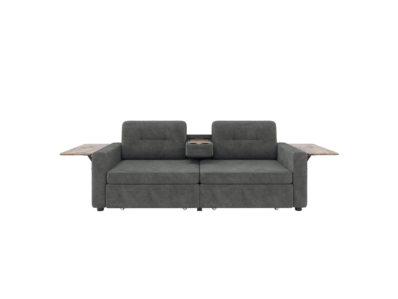 Canapé 2 places avec 2 tiroirs 178x71x57,5 cm en chenille gris foncé - Conforama E