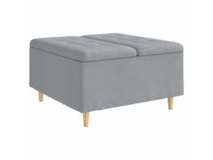 Ottoman, repose pied salon avec rangement gris clair 80x80x45 cm tissu