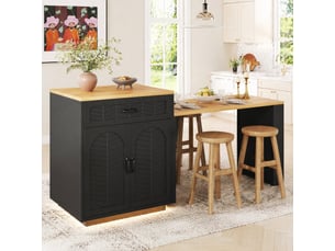 Îlot de cuisine 80x70x95,5 cm extensible mdf métal noir