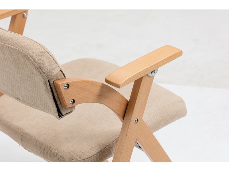  Lot de 2 chaises pliantes en bois kaki avec accoudoirs, assise rembourrée, empilables - pour invités, cuisine, mariage  - Conforama E