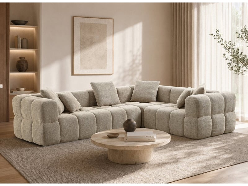  Canapé d'angle réversible en velours texturé taupe rebecca S408-2A2-TAU - Conforama B