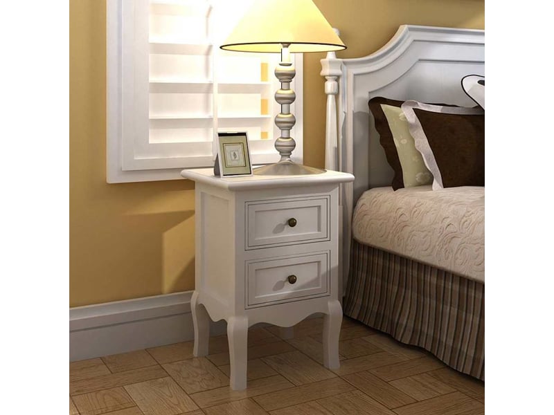  Vidaxl tables de chevet 4x 2 tiroirs mdf blanc table de nuit 34.5x30x49cm chambre à coucher  - Conforama B