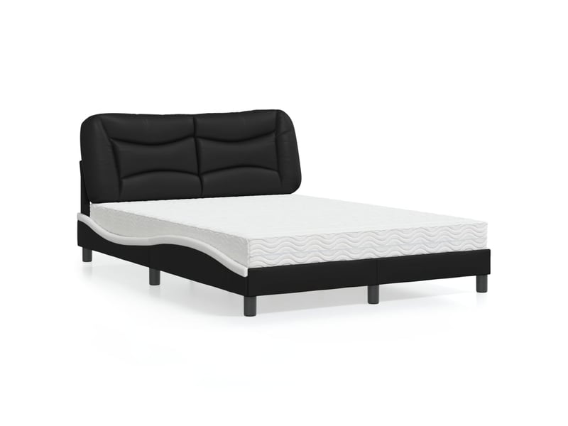  Lit avec matelas hvar noir et blanc 120x200 cm similicuir  - Conforama A
