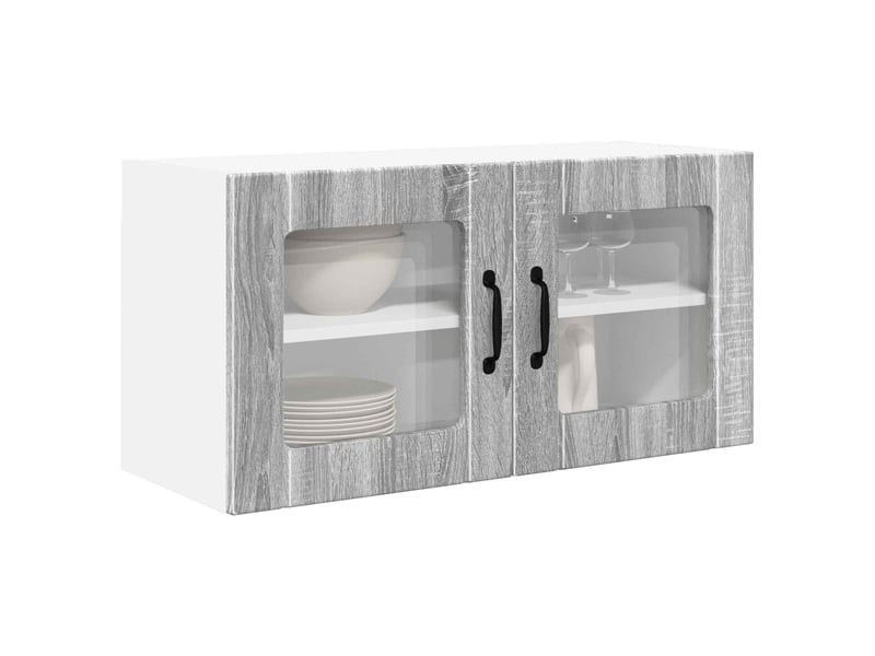  Meuble mural de cuisine, cabinet en verre mural gris sonoma 80x31x40cm  - Conforama C