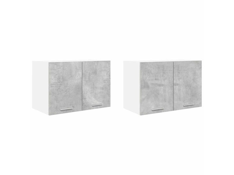 Meuble de rangement, armoire suspendue 2 pcs gris béton et blanc bois d'ingénierie shl4754 - Conforama A