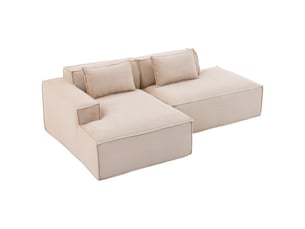 Canapé d'angle gauche fixe   3 places Tissu vert