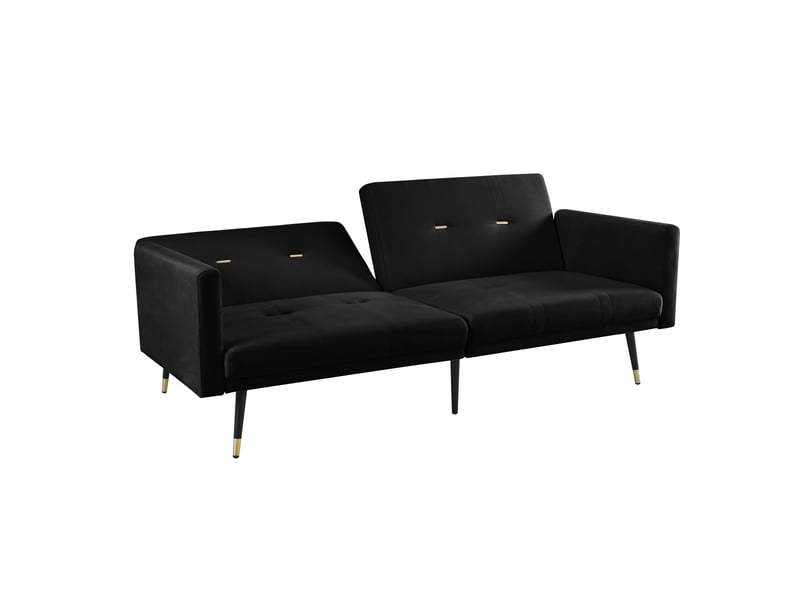  Canapé convertible, canapé-lit, noir, dossier réglable, 2 en 1, pour salon, mobilier pour espace de vie, chambre  - Conforama B