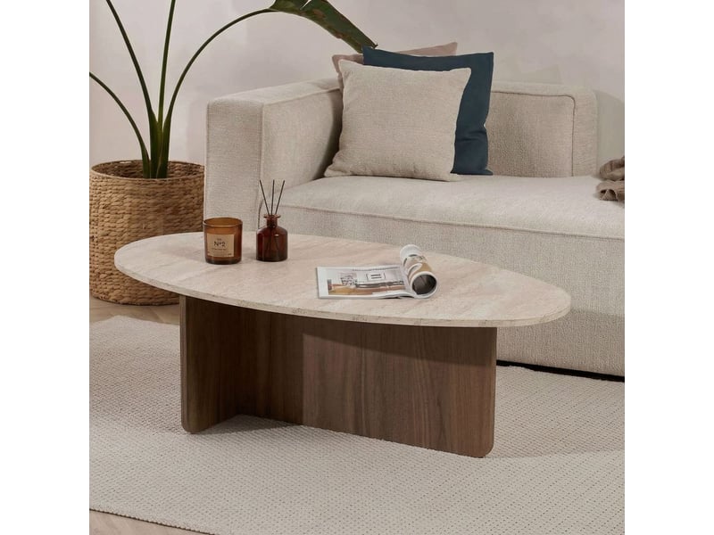  Table basse de salon moderne ovale en bois orba  - Conforama B