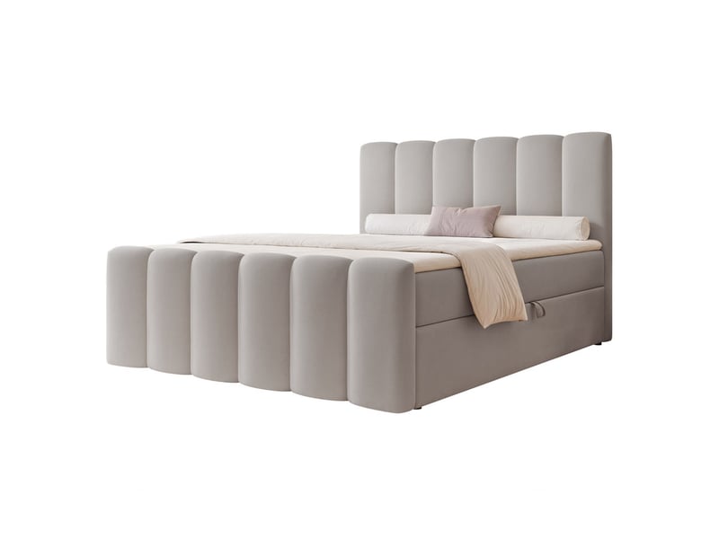 Lit adulte ferrero - 140x200 cm - coffre de rangement à ouverture latérale - avec matelas à ressorts - gris FERRERO - Conforama A