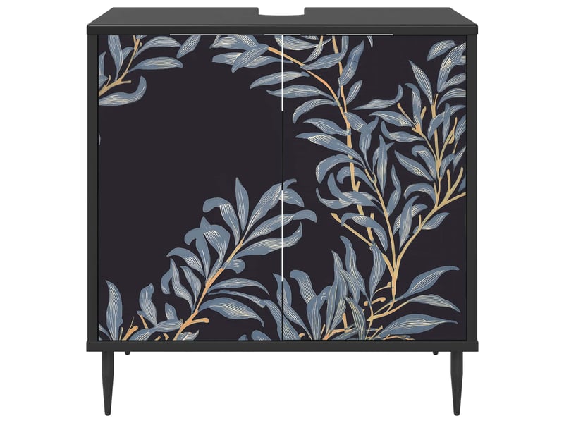  Armoire de salle de bain, meuble de rangement dokkum chêne noir 60x40x61 cm  - Conforama E