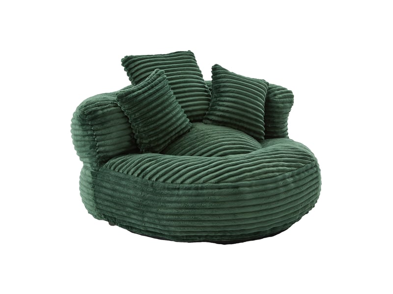  Fauteuil inclinable - à dossier haut - avec 3 coussins - résistant et confortable - velours côtelé - vert  - Conforama A