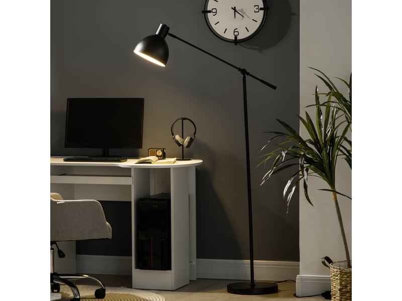  Lampadaire noir industriel réglable 40 w avec bras orientable et interrupteur au pied pour salon ou bureau  - Conforama B