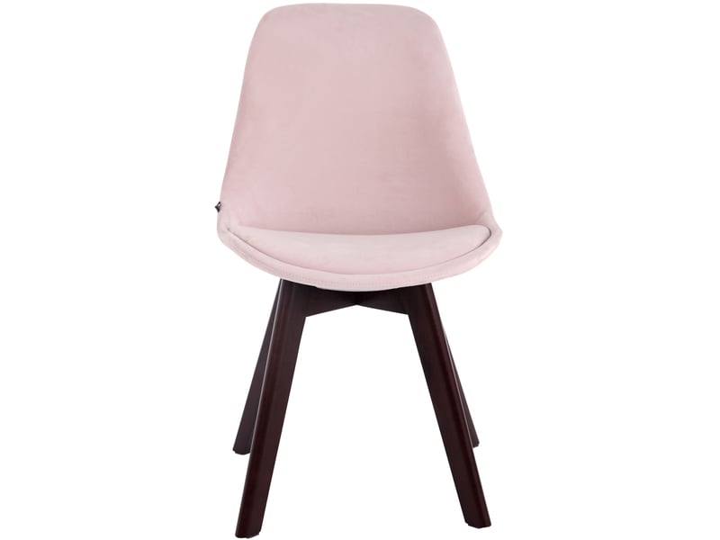 Lot de 4 chaises de salle à manger design scandinave en velours rose et piètement à 4 pieds en bois foncé 10_0008760  - Conforama C