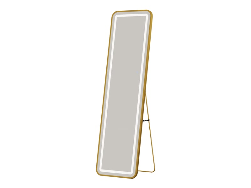  Miroir led pleine longueur 150x40 cm,miroir mural, éclairage 3 couleurs ,verre trempé, cadre aluminium doré  - Conforama A
