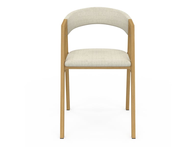 Lot de 4 chaises camille en métal effet bois et tissu beige avec accoudoirs  - Conforama A