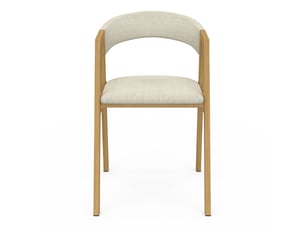 Lot de 4 chaises camille en métal effet bois et tissu beige avec accoudoirs