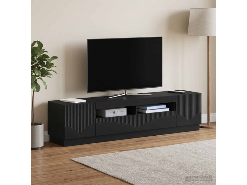  Meuble tv - banc tv - meuble de rangement led hoorn 3 pcs noir bois d'ingénierie  - Conforama C