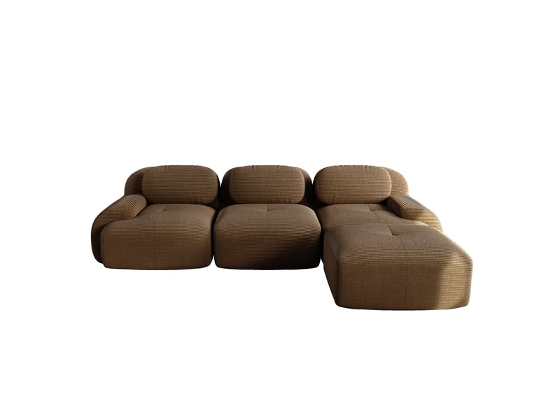  Canapé d'angle modulable en velours côtelé, marron, 298 x 178 x 70 cm Fay Lum - Conforama A