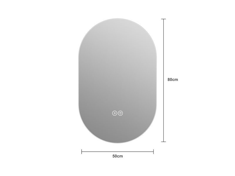  Miroir de salle de bain - 50x80 cm - miroir lumineux mural avec led antibuée, variateur d'intensité et verre de trempé - argenté  - Conforama E