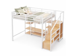 Lit mezzanine 140x200 cm <strong>OKMYHOME</strong>  <strong></strong> coloris blanc