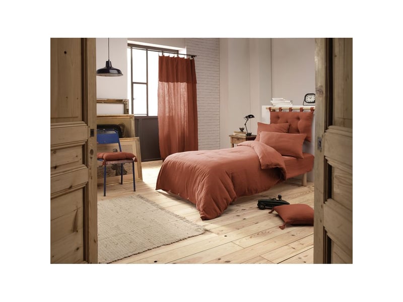  Housse de couette gaze de coton 140x200 cm gaia rouge terracotta  - Conforama D