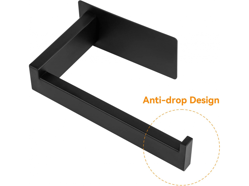  Porte-rouleau de toilette mural en acier inoxydable étanche à l'eau antirouille- adhésif sans perçage,noir  - Conforama E