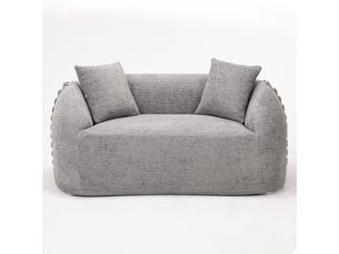 Canapé 2 places gris clair comprimé sous vide, design moderne et modulaire, décor lacé sur les accoudoirs, compact idéal petits appartements, sans montage