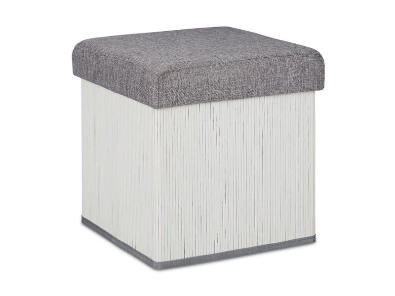  Lot de 2 tabourets de rangement pliants confortables 38 x 38 x 38 cm style moderne ambiance cosy en bambou blanc 13_0012148  - Conforama A